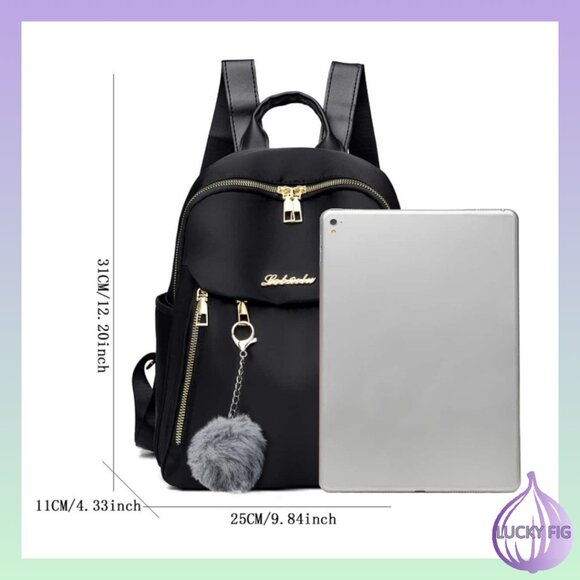 Chic Black Leatherette Multi-Function Backpack with Gold-Tone Accents - Picture 3 of 4